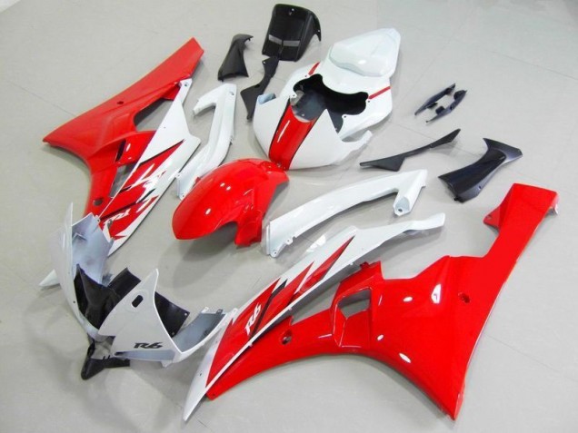 Custom 2006-2007 Red White Yamaha YZF R6 Motorcycle Fairings Kit Custom 2006-2007 Red White Yamaha YZF R6 Motorcycle Fairings Kit