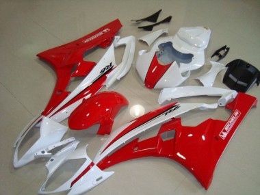 Custom 2006-2007 Red White Yamaha YZF R6 Motorcycle Fairing