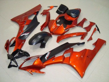 Custom 2006-2007 Orange Matte Black Yamaha YZF R6 Motorcycle Fairing Kits