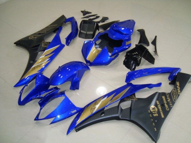 Custom 2006-2007 Black Blue with Gold Sticker Yamaha YZF R6 Motorcycle Fairing Kit Custom 2006-2007 Black Blue with Gold Sticker Yamaha YZF R6 Motorcycle Fairing Kit