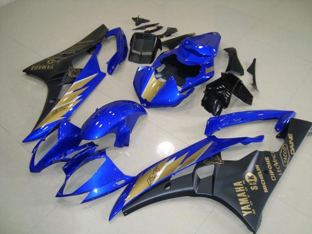 Custom 2006-2007 Black Blue with Gold Sticker Yamaha YZF R6 Motorcycle Fairing Custom 2006-2007 Black Blue with Gold Sticker Yamaha YZF R6 Motorcycle Fairing