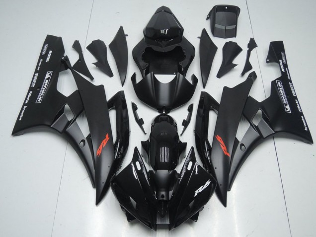 Custom 2006-2007 Matte Black and Glossy Black Yamaha YZF R6 Motorbike Fairing Kits Custom 2006-2007 Matte Black and Glossy Black Yamaha YZF R6 Motorbike Fairing Kits