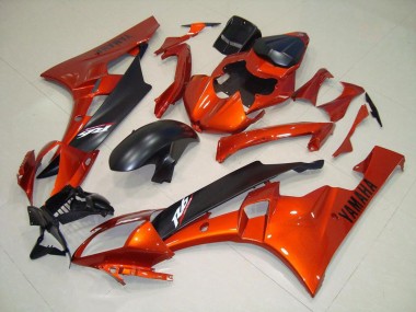 Custom 2006-2007 Orange Matte Black Yamaha YZF R6 Motorcycle Replacement Fairings