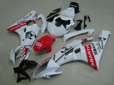 Custom 2006-2007 White Red Abarth Yamaha YZF R6 Motorcycle Fairings