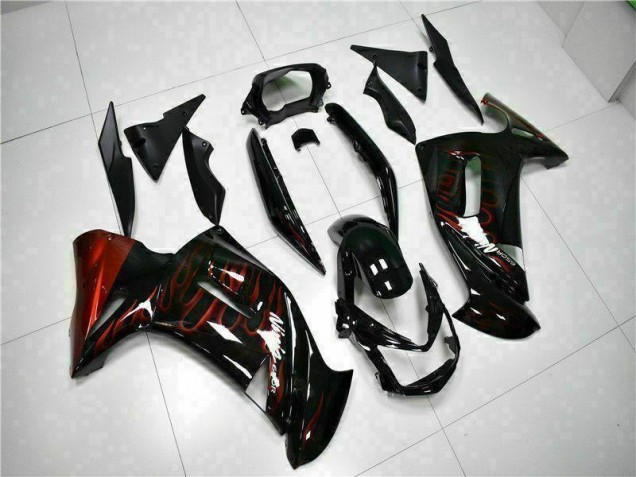 Custom 2006-2008 Red Flame Kawasaki EX650 Motorcycle Fairing Custom 2006-2008 Red Flame Kawasaki EX650 Motorcycle Fairing
