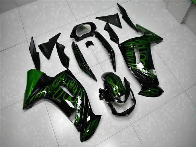 Custom 2006-2008 Green Flame Kawasaki EX650 Motorcycle Fairing Kits Custom 2006-2008 Green Flame Kawasaki EX650 Motorcycle Fairing Kits