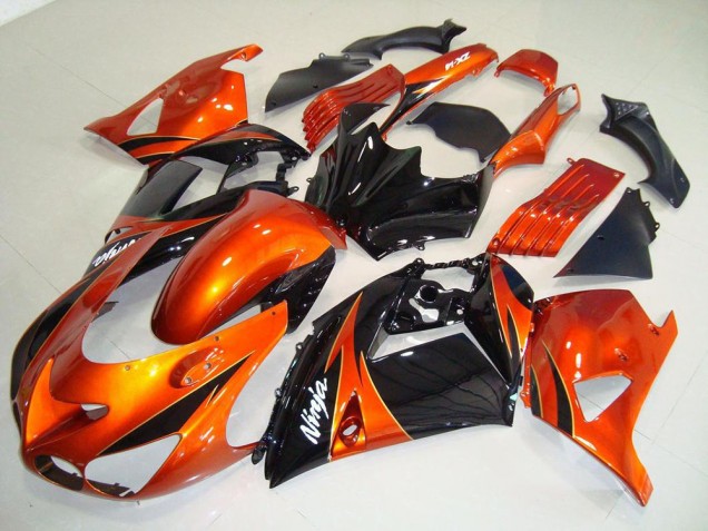 Custom 2006-2011 Orange Black Kawasaki ZX14R ZZR1400 Motorbike Fairings Custom 2006-2011 Orange Black Kawasaki ZX14R ZZR1400 Motorbike Fairings