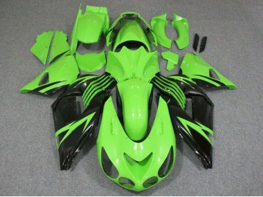 Custom 2006-2011 Green Black Kawasaki ZX14R ZZR1400 Bike Fairings