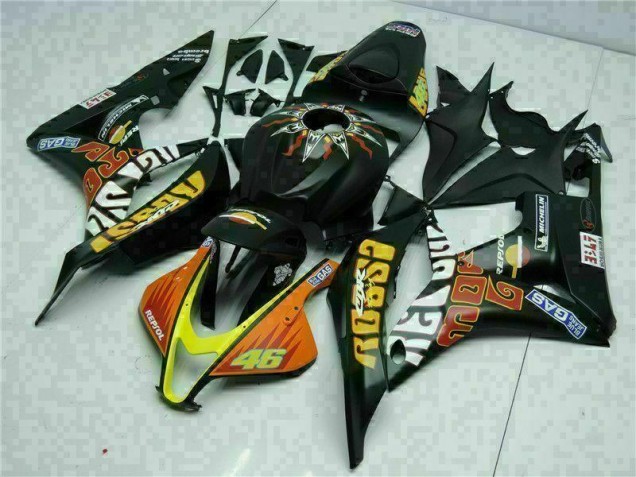 Custom 2007-2008 Black Yellow Repsol 46 Honda CBR600RR Motorcycle Bodywork Custom 2007-2008 Black Yellow Repsol 46 Honda CBR600RR Motorcycle Bodywork