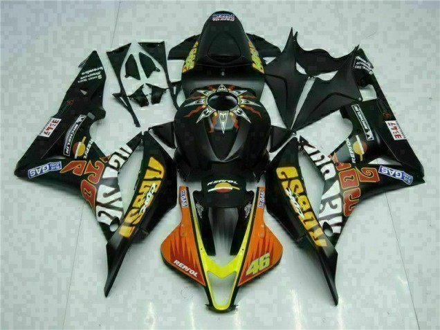 Custom 2007-2008 Black Yellow Repsol 46 Honda CBR600RR Motorcycle Bodywork Custom 2007-2008 Black Yellow Repsol 46 Honda CBR600RR Motorcycle Bodywork