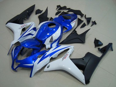 Custom 2007-2008 Blue White Matte Black Honda CBR600RR Motorcycle Replacement Fairings