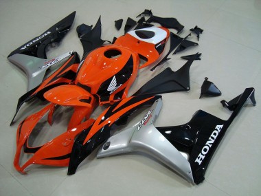 Custom 2007-2008 Orange Silver Black Honda CBR600RR Motorcyle Fairings