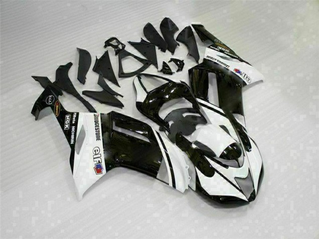 Custom 2007-2008 Black White Kawasaki ZX6R Bike Fairings Custom 2007-2008 Black White Kawasaki ZX6R Bike Fairings