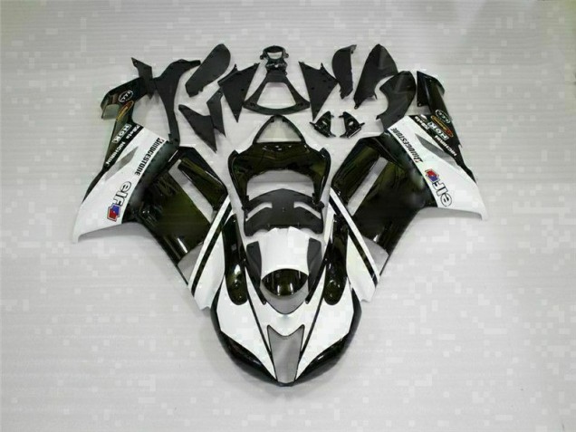 Custom 2007-2008 Black White Kawasaki ZX6R Bike Fairings Custom 2007-2008 Black White Kawasaki ZX6R Bike Fairings
