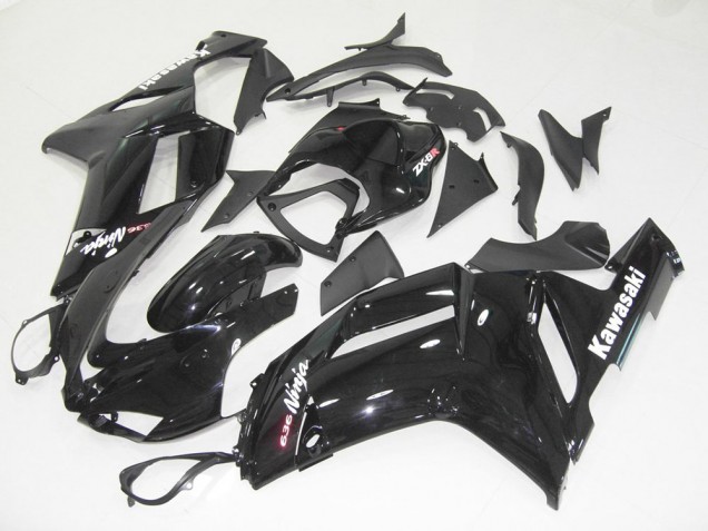 Custom 2007-2008 Glossy Black Kawasaki ZX6R Motorcycle Bodywork & Bodywork Custom 2007-2008 Glossy Black Kawasaki ZX6R Motorcycle Bodywork & Bodywork