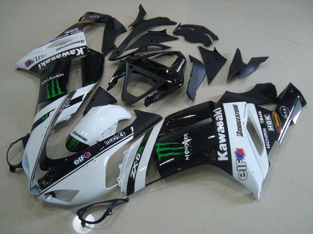 Custom 2007-2008 White Monster Kawasaki ZX6R Motorcycle Fairings Custom 2007-2008 White Monster Kawasaki ZX6R Motorcycle Fairings