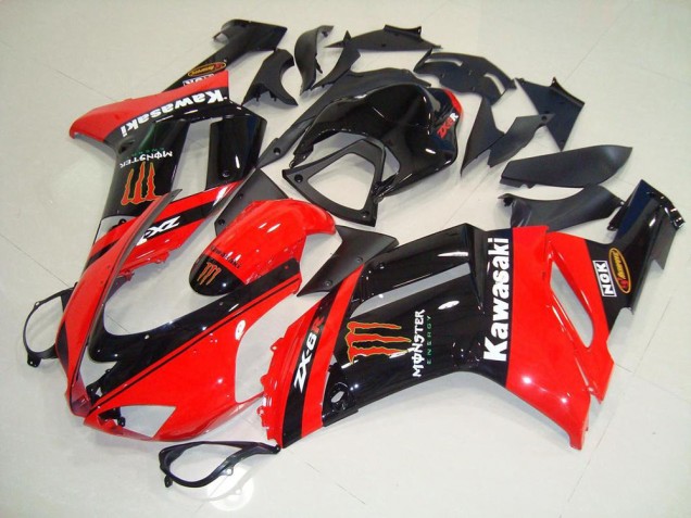 Custom 2007-2008 Monster In Red Kawasaki ZX6R Motorcycle Fairing Kit Custom 2007-2008 Monster In Red Kawasaki ZX6R Motorcycle Fairing Kit