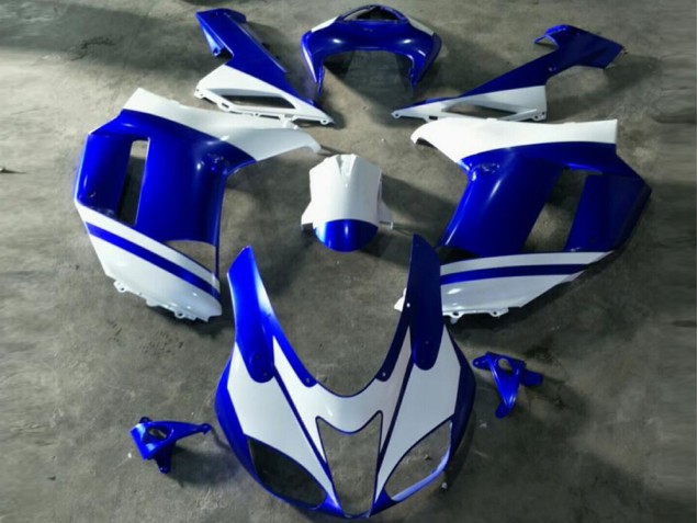 Custom 2007-2008 Blue White Kawasaki ZX6R Motorcycle Replacement Fairings Custom 2007-2008 Blue White Kawasaki ZX6R Motorcycle Replacement Fairings