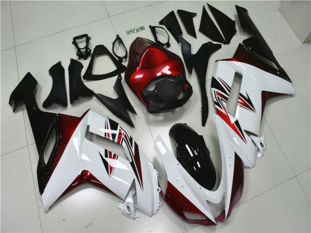 Custom 2007-2008 White Black Red Kawasaki ZX6R Motorbike Fairings Custom 2007-2008 White Black Red Kawasaki ZX6R Motorbike Fairings