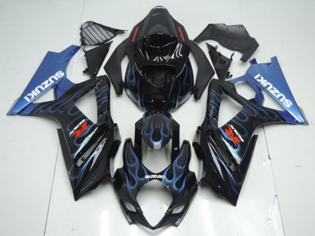Custom 2007-2008 Black Blue Flame Suzuki GSXR 1000 K7 Motorcycle Fairing Kit Custom 2007-2008 Black Blue Flame Suzuki GSXR 1000 K7 Motorcycle Fairing Kit