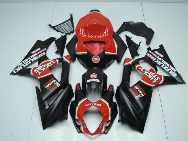 Custom 2007-2008 Matte Lucky Strike Suzuki GSXR 1000 K7 Motorcycle Bodywork Custom 2007-2008 Matte Lucky Strike Suzuki GSXR 1000 K7 Motorcycle Bodywork
