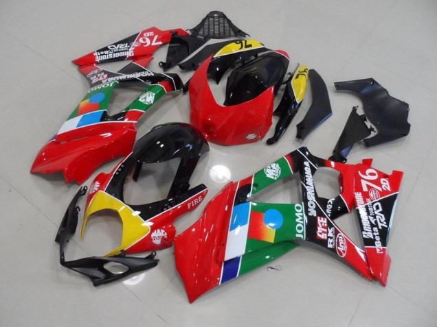 Custom 2007-2008 Red and Green Suzuki GSXR 1000 K7 Motorcycle Fairings Kits Custom 2007-2008 Red and Green Suzuki GSXR 1000 K7 Motorcycle Fairings Kits
