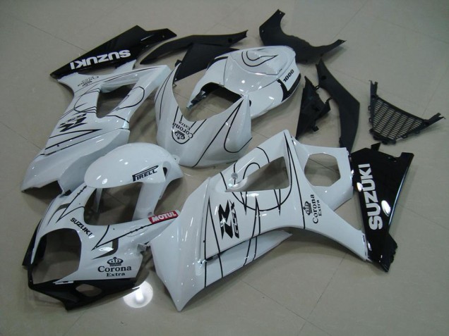 Custom 2007-2008 White Corona Suzuki GSXR 1000 K7 Replacement Fairings Custom 2007-2008 White Corona Suzuki GSXR 1000 K7 Replacement Fairings