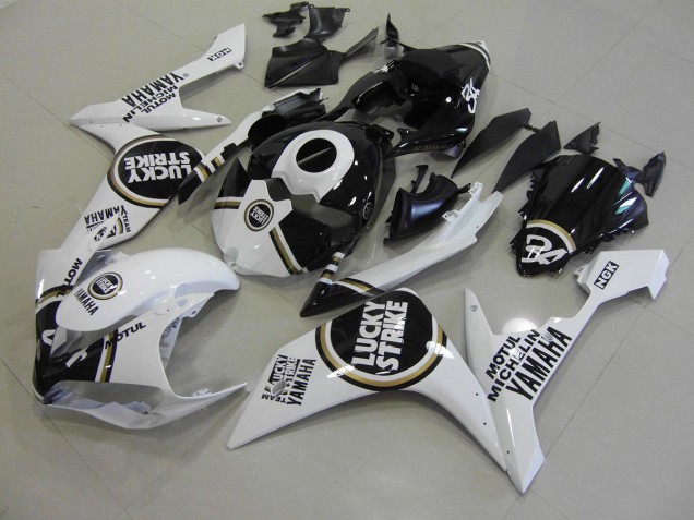 Custom 2007-2008 Black Lucky Strike Yamaha YZF R1 Moto Fairings Custom 2007-2008 Black Lucky Strike Yamaha YZF R1 Moto Fairings
