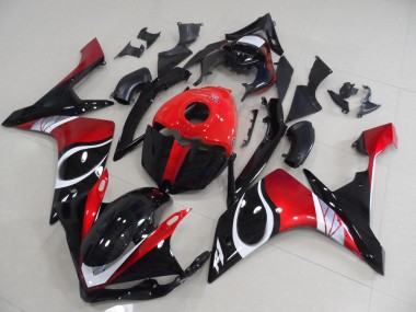 Custom 2007-2008 Black Red Glossy Yamaha YZF R1 Motorcycle Replacement Fairings