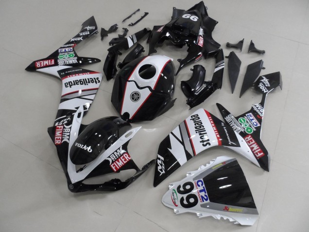 Custom 2007-2008 Black White Stickers Packs Yamaha YZF R1 Motorcycle Fairings Kit Custom 2007-2008 Black White Stickers Packs Yamaha YZF R1 Motorcycle Fairings Kit