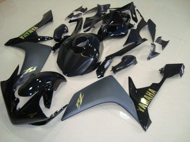 Custom 2007-2008 Matte Black Gold Yamaha YZF R1 Bike Fairings