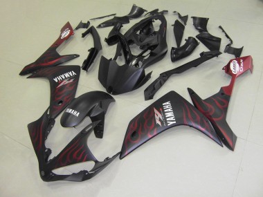 Custom 2007-2008 Matte Red Flame Yamaha YZF R1 Motor Bike Fairings