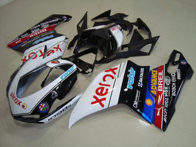 Custom 2007-2014 Black Xerox Ducati 848 1098 1198 Motorcycle Replacement Fairings