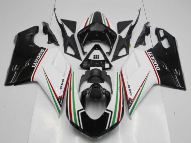 Custom 2007-2014 Black Green and White Ducati 848 1098 1198 Motorcycle Fairing Kit