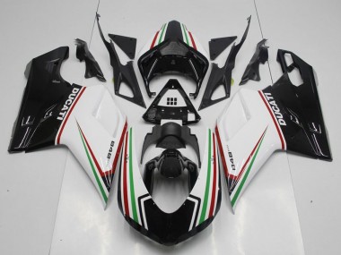 Aftermarket 2007-2014 Black Green and White Ducati 848 1098 1198 Motorcycle Fairing Kit