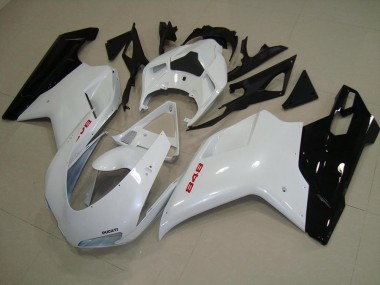 Custom 2007-2014 Pearl White Black Ducati 848 1098 1198 Motorcycle Fairing Kits
