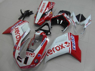 Aftermarket 2007-2014 White Red Xerox Ducati 848 1098 1198 Bike Fairing