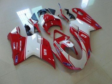 Custom 2007-2014 Red and White Air Ducati 848 1098 1198 Motorbike Fairing