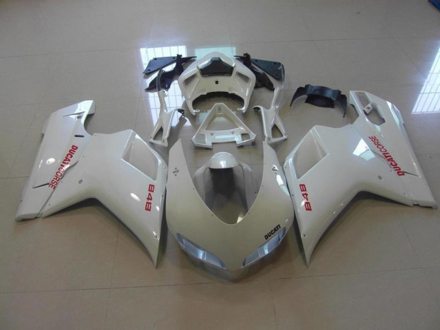 Custom 2007-2014 Pearl White Red Decals Ducati 848 1098 1198 Motor Fairings