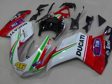 Custom 2007-2014 Red White Yellow 46 Ducati 848 1098 1198 Bike Fairings
