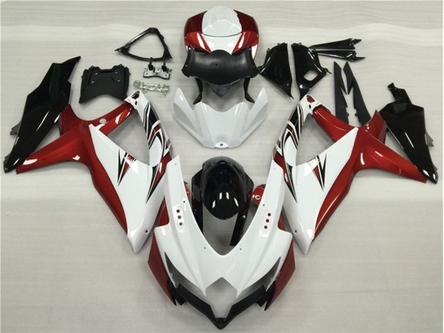 Aftermarket 2008-2010 White Red Black Suzuki GSXR 600/750 Motor Fairings