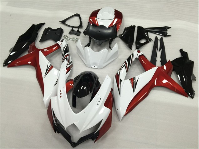 Aftermarket 2008-2010 White Red Black Suzuki GSXR 600/750 Motor Fairings