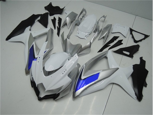 Aftermarket 2008-2010 White Silver Blue Suzuki GSXR 600/750 Motorcycle Fairings Kit