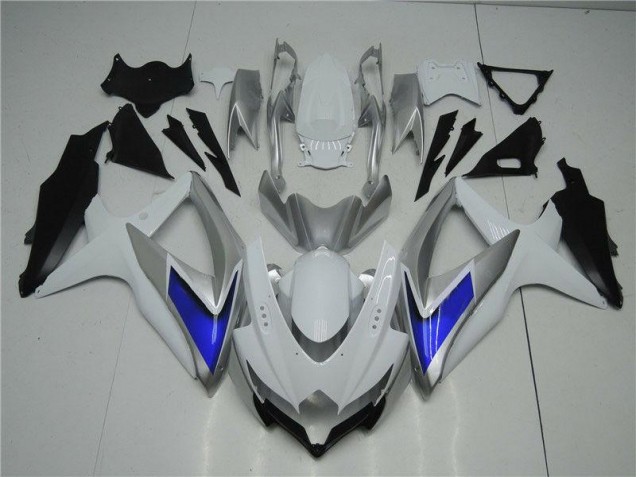 Aftermarket 2008-2010 White Silver Blue Suzuki GSXR 600/750 Motorcycle Fairings Kit