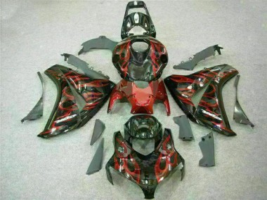 Custom 2008-2011 Red Flame Honda CBR1000RR Motorbike Fairing