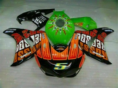 Custom 2008-2011 Green Orange Honda CBR1000RR Motorcycle Fairings Kits