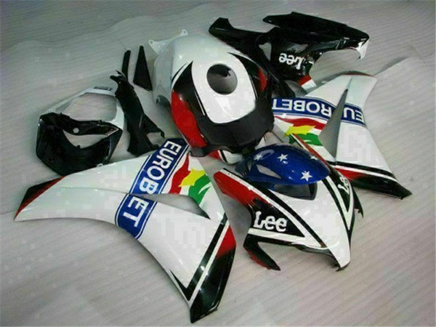Custom 2008-2011 White Blue Red Eurobet Lee Honda CBR1000RR Motorcycle Fairing Kit