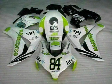Custom 2008-2011 White Green Hannspree 84 Honda CBR1000RR Motorcycle Bodywork