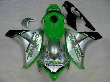 Custom 2008-2011 Green Silver Honda CBR1000RR Moto Fairings