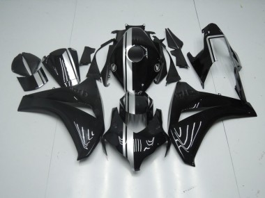 Custom 2008-2011 Glossy Black with Silver Stripe Honda CBR1000RR Motorcycle Fairing Kit